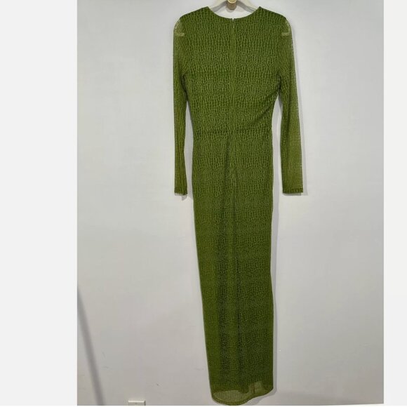 Michael Costello x REVOLVE Lauren Green Maxi Dress High Slit Long Sleeve - Picture 4 of 16